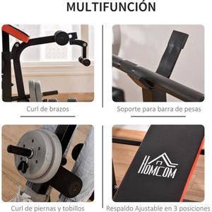 Gran Vida® - Multifunctionele Trainingsbank - Compact Design - Verstelbare Rugleuning - Incl. Beenkrul - Zwart/Rood - 150x105x112 cm