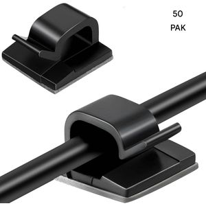 Kabelklemmen Zelfklevend - Kabelorganizer - Kabelclips - Zelfklevende kabelclip - Kabelbinder - 50 stuks - Zwart