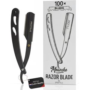 ProTrue Open Scheermes met 100 Scheermesjes - Klassiek Barbiersmes - Shavette - Safety razor - Straight Razor voor mannen