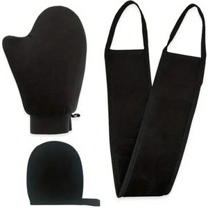 FA-VE Tanning Handschoen Set - Set Van 3 - Tanning Glove - Zelfbruiner Handschoen Gezichtshandschoen en Rug Applicator - Self Tan Glove - Zelfbruiner Handschoen - Selftan Handschoen - Zwart