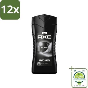 Axe 3-in-1 Douchegel Black 250 ml - Voordeelverpakking - 12 stuks - Douchegel - Axe