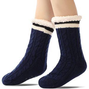Vloer sokken - Warme Wintersokken - Sokken voor Binnen - Pantoffels voor bij de open haard - Warme Antislip Huissokken Volwassenen - Antislip Slippersokken voor- Dikke Pluche Sokken - Tapijtsokken - Thuis Sokken-Donkerblauw- dames 36-40