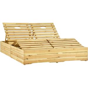 vidaXL Ligbed tweepersoons - Grenenhout - Taupe kussens Tuinlounge - Lounge Bed - Tuinset - Buitendecoratie - Relaxen