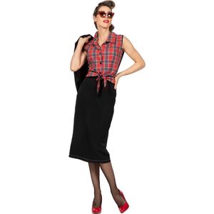 Wilbers & Wilbers - Grease Kostuum - Stijlvol In Rock En Roll Jaren 60 - Vrouw - Rood, Zwart - Maat 36 - Carnavalskleding - Verkleedkleding