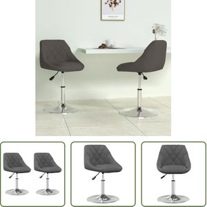 The Living Store Draaibare Eetkamerstoelen - Donkergrijs Fluweel - 46 x 44 x (62.5-77.5) cm - Gasveermechanisme