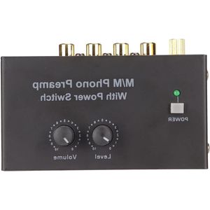 JGS Premium - Mini Elektronische Audio Stereo voorversterker met RCA Ingang en Uitgang Record Player - Lage ruis phono voorversterker met 12 Volt DC Adapter