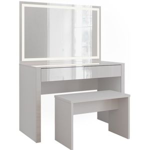 Vicco AnnabelleKaptafel – 110 cm met LED-spiegel en bankje Wit hoogglans/wit met LED-spiegel en bankje