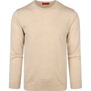 Suitable - Merino Pullover O Beige - Heren - Maat XL - Modern-fit