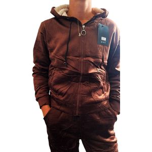 Donkerbruin - Huispak - Fleece - Maat 38-40 - Dames - Joggingpak - Gewatteerd - Fleece vest & Fleece broek - Setje voor Volwassenen - Cadeau voor vrouw