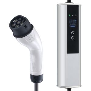 Draagbare Ev-Lader Type 2, 32 A 7,36 Kw/22 Kw, Lader voor Elektrische Voertuigen met 7,5 M Kabel, Cee 32 Stekker, Lcd, Thuislaadstation met Draagtas, Ip66