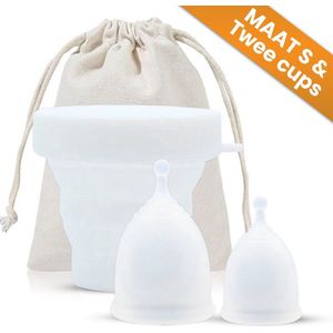 Luxegoed® - Menstruatiedisc - Menstruatiecup Sterilisator - Menstruatiecups - 2*Cups - Small - Wit
