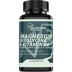 Magnesiumbisglycinaat & Vitamine B6 | 60 Vegan Capsules | Zorgt Voor Goede Werking Van Zenuwstelsel