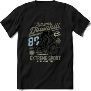 Extreme Downhill | TSK Studio Mountainbike kleding Sport T-Shirt | Grijs | Heren / Dames | Perfect MTB Verjaardag Cadeau Shirt Maat S