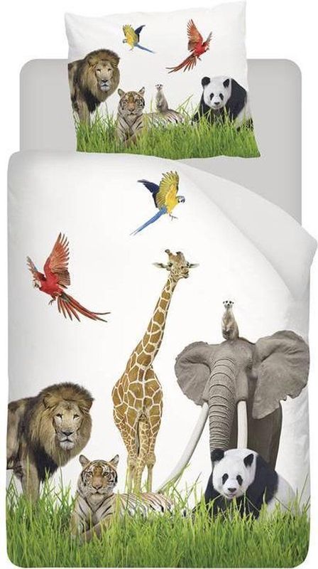 Snoozing Zie Zoo - Dekbedovertrek - Eenpersoons - 140x200/220 cm - Katoen - Multicolour