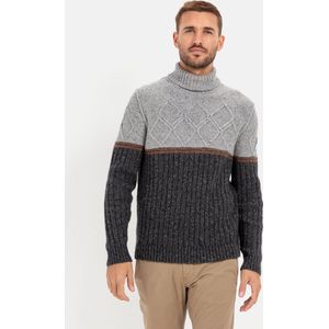 camel active Trui met col with sustainable merino wool - Maat menswear-3XL - Grijs