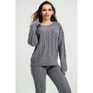 IYVA dames Huispak | Vrijetijdspak | Zwart| Pyjamaset | Loungewearset Knitted Dames training Set 2 delig