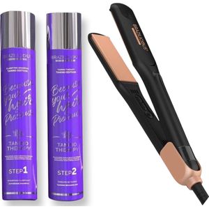 BraziliCious Tanino Therapy Keratin 2 x 1000 ml & Professionele StijlTang Van BraziliCious 250°G