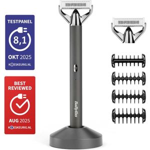 BaByliss X-Blade Super-X Metal Series 2-in-1 Scheerapparaat en Baardtrimmer P1346E - Voordeelverpakking met Extra Vervangend Mes - Chrome Edition - Flexibel Bewegend Japans Stalen Mes - 100% Waterdicht - Magnetische oplaadstandaard