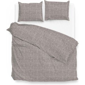 Zohome Dekbedovertrek Lino - Effen Bedlinnen - 240x220 - Bruin - Dekbedhoes van 100% Katoen