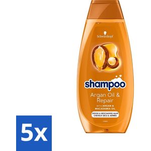 5 x Schwarzkopf - Shampoo Argan Oil & Repair - Voedt & Versterkt - 400 ml - Haarversterking - Argan Olie - Macadamia Olie