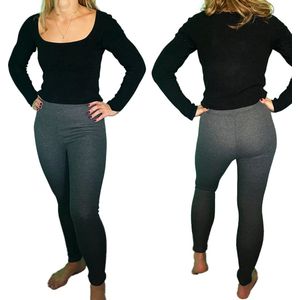 Fleece Thermo Legging - Grijs - [ Maat 40-42 ] - Dames Fleece Broek - Sport Legging - Fleece Panty - Wintermode