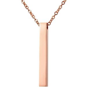 Long Bar Heren Ketting met Hanger - Rose Goud kleurig - Minimalist - Kettingen Mannen Dames - Cadeau voor Man - Mannen Cadeautjes