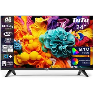 TuTu Standaard TV - LED HD - 24 inch/61 cm - Frameless Design - Triple Tuner DVB-T/T2/C/S/S2 - HDMI x1, USB x1, CI+ - TUB24F1DN