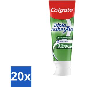 20 x Colgate Tandpasta Triple Action Extra Fresh 75 ml - Tanden Bleken - Frisse Adem - Mondverzorging - Tandplak - Tandsteen