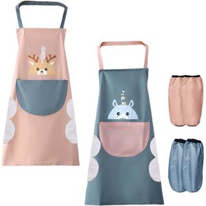 Ibenzoa® Set van twee waterafstotende schorten met zakken en afneembare mouwen