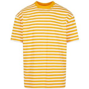 Urban Classics - Regular Stripe Heren T-shirt - M - Wit/Oranje