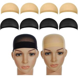 Green Glow - Set van 8 haarnetjes in beige en zwart, nylon, rekbaar en elastisch