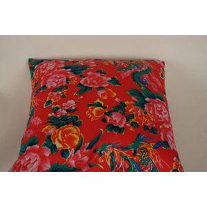 Fine Asianliving Chinees Kussenhoes Traditionele Dongbei Bloemen Rood 45x45cm