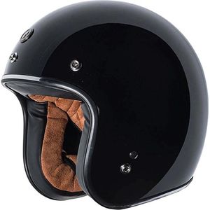 TORC - T-50 retro jethelm - gloss black - glanzend zwart - Maat XL