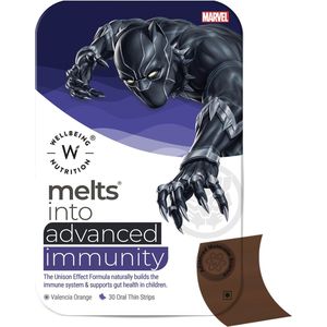 Marvel immuniteit - Vitamine C & D3 & Zinc - Smeltblaadjes (geen capsule & geen water) - Vitaminen en Mineralen Supplement - Snel oplossende orale vegan strips - 30 strips - Valencia Sinaasappel Smaak - Wellbeing2day MELTS for Kids