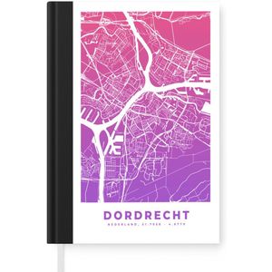 Notitieboek - Schrijfboek - Stadskaart - Dordrecht - Paars - Roze - Notitieboekje klein - A5 formaat - Schrijfblok - Plattegrond