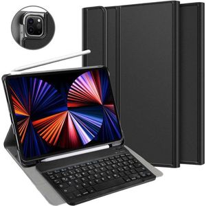 Just in Case Slimline Bluetooth Keyboard QWERTZ kunstleer hoes geschikt voor iPad Pro 12.9 (2021 2022) - zwart