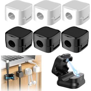 Kabelhouder zelfklevend 6 stuks zwart - Magnetische kabelorganizer opberghouder