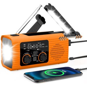 PULUZ 1 Stuks OranjeroodNoodradio - 2000mAh Zonne-Energie En Handmatige Oplaadbare Radio - Multifunctionele Draagbare Radio Met Zaklamp - Noodoplading Voor Telefoon En Noodverlichting