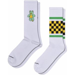 Happy Socks - 2-Pack Teddy Bear Sneakers - Wit - Enkelsokken