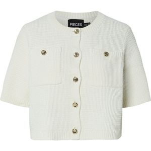 Pieces Vest Pcsidni 2/4 O-neck Knit Cardigan Mp 17156421 Cloud Dancer Dames Maat - M
