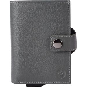 Valenta - Luxe Pasjeshouder Portemonnee - Uitschuifbaar - Grijs - 6 tot 12 pasjes, briefgeld en muntgeld - Echt leer - RFID NFC - incl. Luxe Cadeaubox