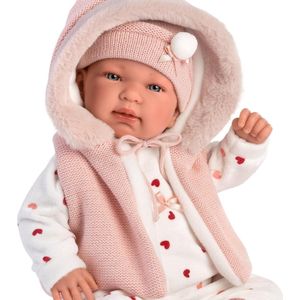 Llorens soft body babypop met geluid roze kleding en speen 44 cm