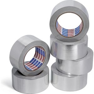 Aluminium plakband versterkt met glasvezelweefsel voor hoge temperatuurreparaties - Adhes - 50 mm x 25 m - 6 rollen