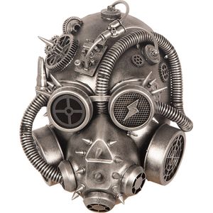 Extreme steampunk mask - Zilverkleurig masker met gasmaker en decoratie
