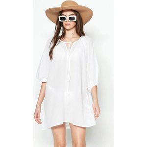 Witte Pareo Strandkleding -One size- Dames zomer strandjurk korte mini-jurk strandponcho casual losse pareo