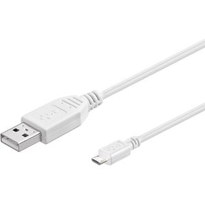 USB Micro B naar USB-A kabel - USB2.0 - tot 1A / wit - 1,8 meter