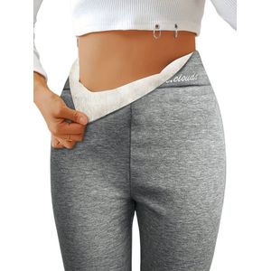 Livano Warme Panty - Fleece Panty - Winter Panty - Thermo Panty - Legging - Stretch - Dames Kleding - Grijs - Maat S