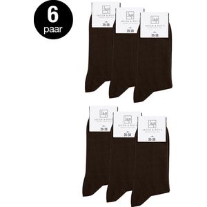 Jacob & Roy's 6 Paar Bruine Sokken - Kousen - Heren & Dames - Katoen - Maat 35-38 - Socks - Naadloos