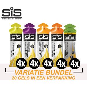 Science in Sport - SiS Go Isotonic Energiegel - 20x60 ml - Variatie pack bundel - Lemon & Lime, Orange, Apple, Tropical & Blackcurrant