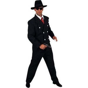 Zwart heren gangster kostuum 60-62 (xl)